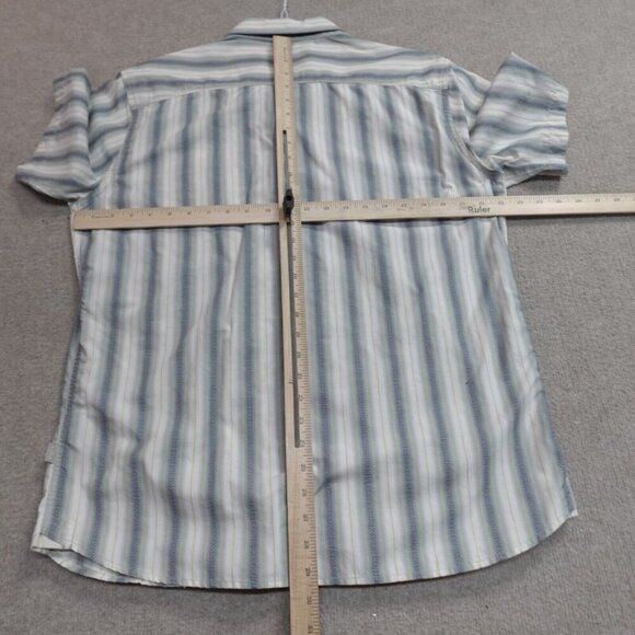 Kuhl Shirt Large Beige Striped Sleeve Cotton Blend Bohemian - Picture 9 of 11